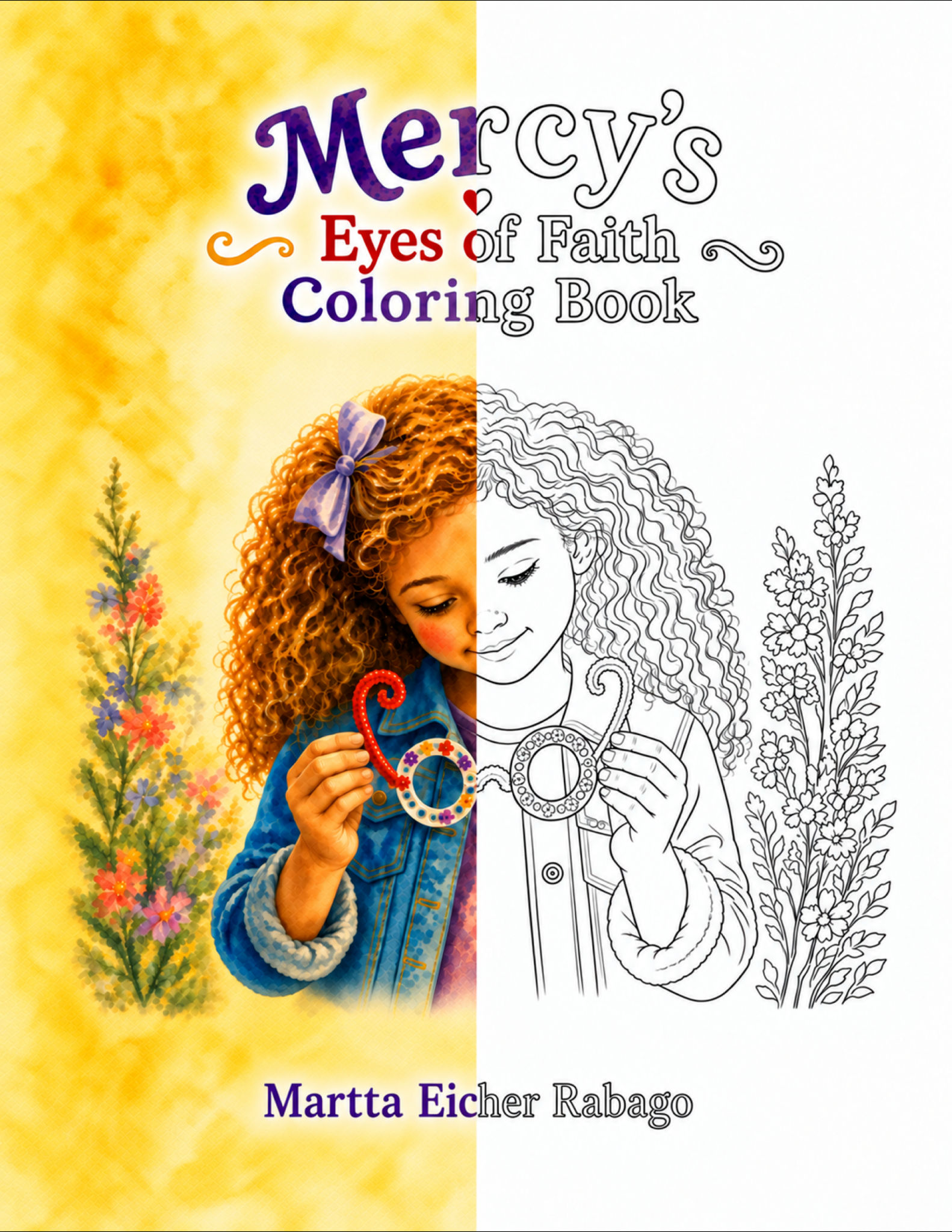Mercy’s Eyes of Faith premium coloring book cover, full-size 8.5 by 11 inches